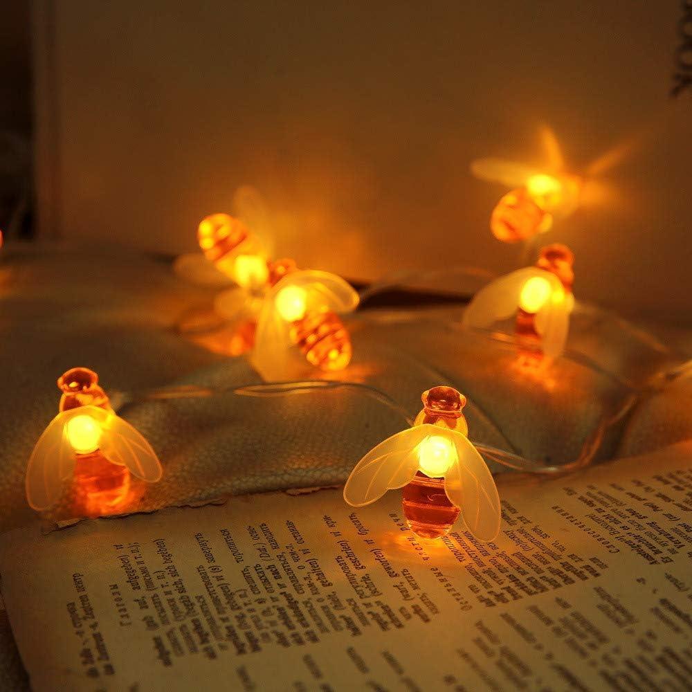 

1pc Charming LED Bee String Lights Battery Powered Warm White Fairy Lights For Home Garden Patio Outdoor Festive Decoration 1.5M10LED теплый белый