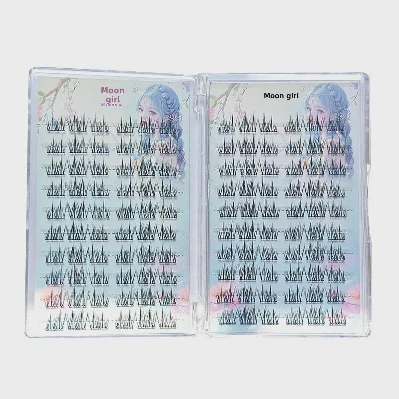 Yue Jiao Niang Sunflower Double-Pointed Natural-Look False Eyelashes - Black Stem, Segmented Design, Photogenic Finish