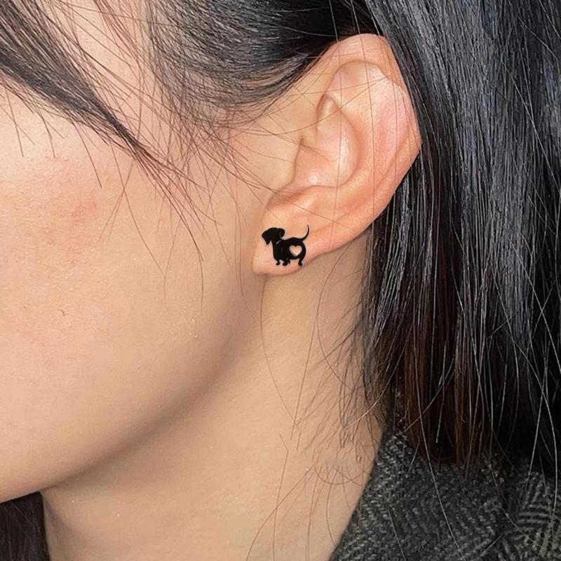 1 pár náušnic jezevčíků Krásné náušnice zvířecích mazlíčků pro ženy Dívky Módní Piercing Sada šperků do uší Roztomilý Denní dárek