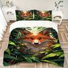 3pcs Fox Print Duvet Cover Set - Machine Washable, Includes 1 Cover and 2 Pillowcases, No Core Included Yy251013001