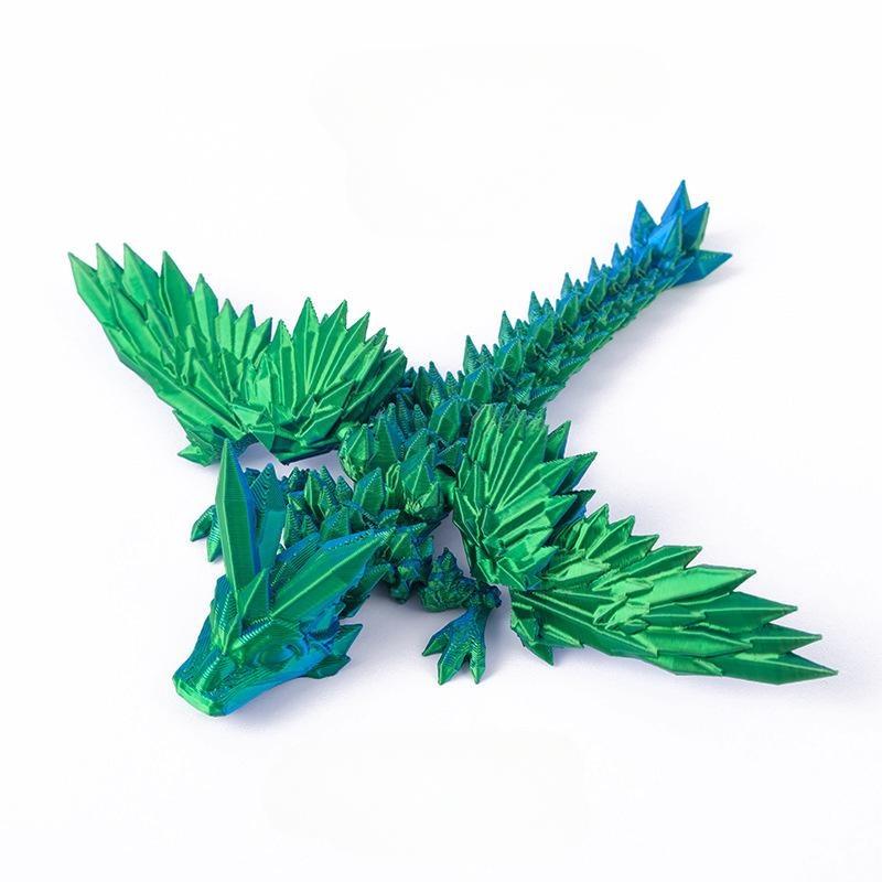 1pc 3D Printed Dragon with Wings,Articulated Crystal Wing Dragon, Flexible CrystalWing Dragon,Dragon Fidget Toy Gift for Dragon Lovers