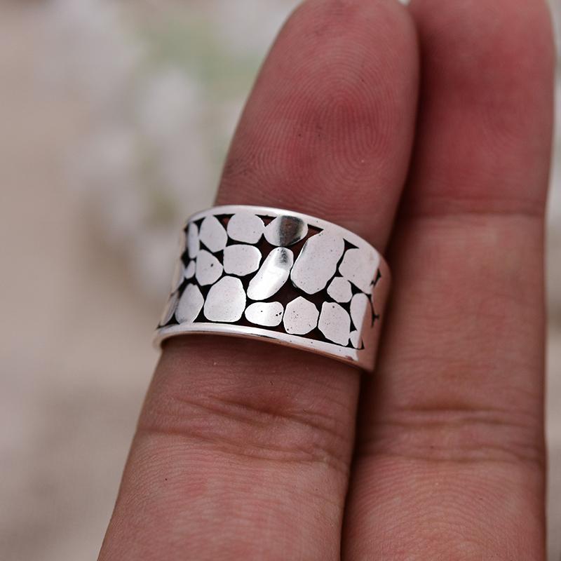 Hot Sell Fashion Irregular Design Thai Silver Female Open Ring Cheap Gift For Girl Student Never Fade