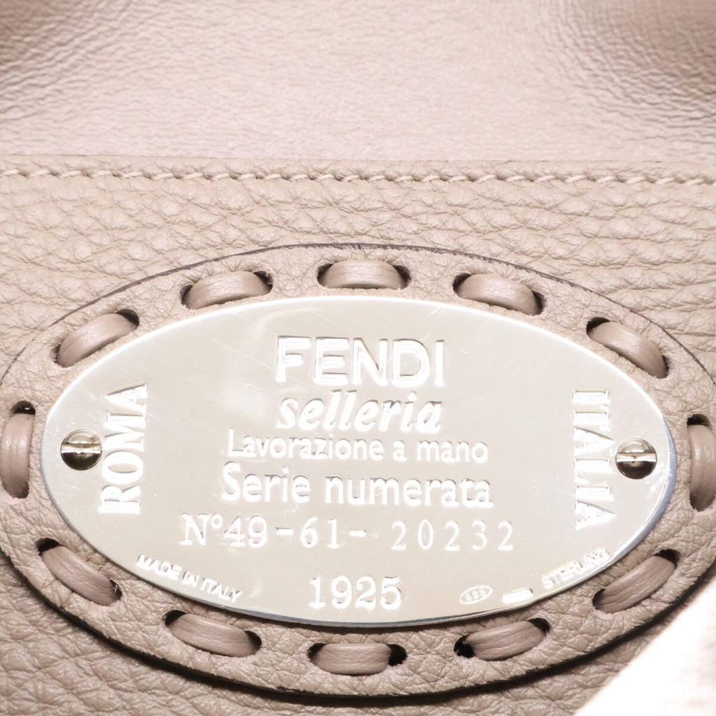 FENDI 8BS017 Selleria Mini Bucket 2-Way Chain Shoulder Bag Handbag Taupe/SVHardwareUsed