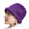 Women Thicken Knitted Hat Flower Crochet Bucket Hat for Elderly Women Winter Warm Fisherman Hat for Outdoor Activities