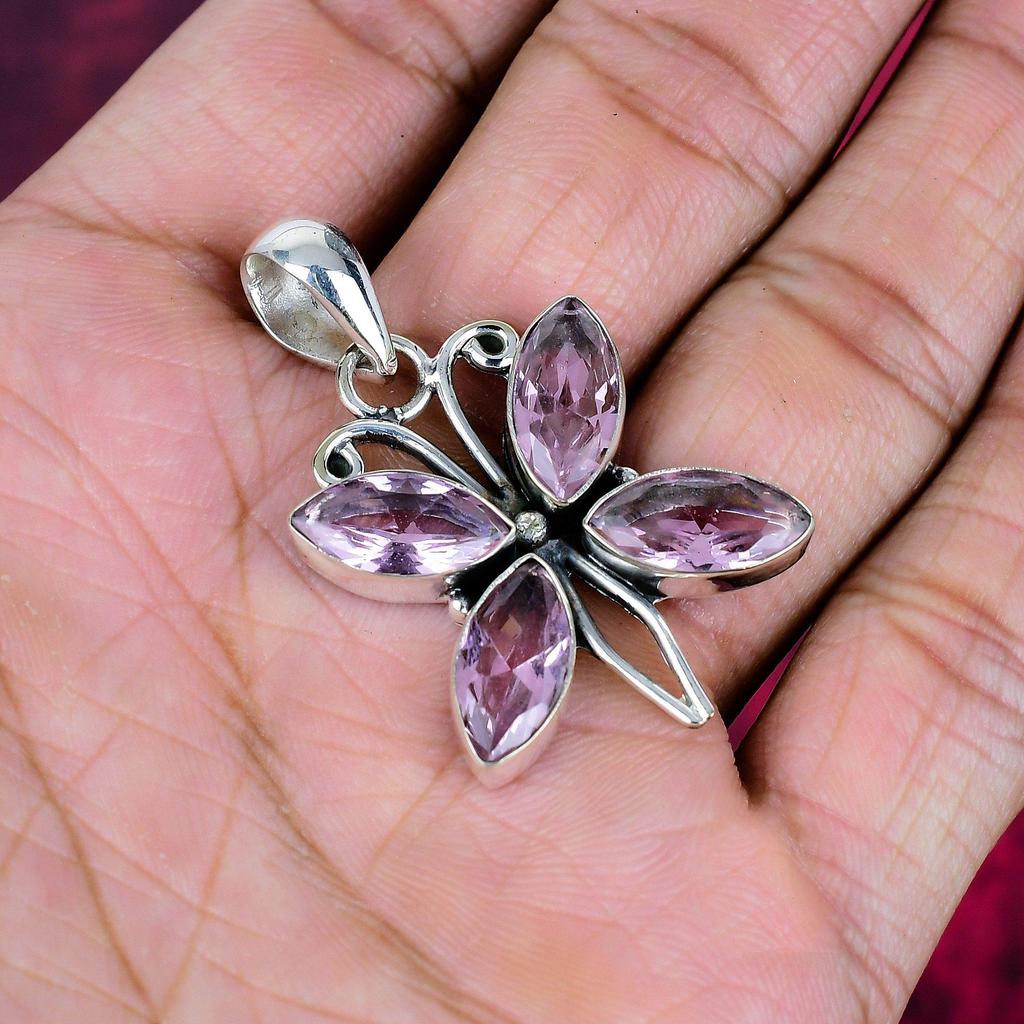 Pink Kunzite Pendant Gemstone Jewelry, 925 Solid Sterling Silver Pendant, Handmade Jewelry Birthstone Pendant, Gift For Him