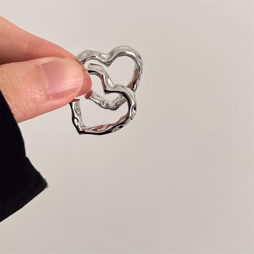 

Korean Trendy Heart Earrings Vintage Silver Color Plated Texture Irregular Love Stud Earring For Women Jewelry Gifts Wholesale