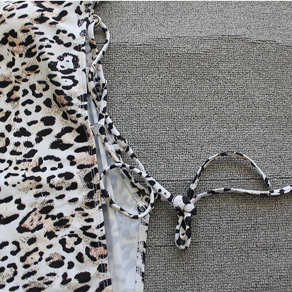 Women's Swimwear Sexy Leopard Printing Sling Bandage One-piece Swimsuit