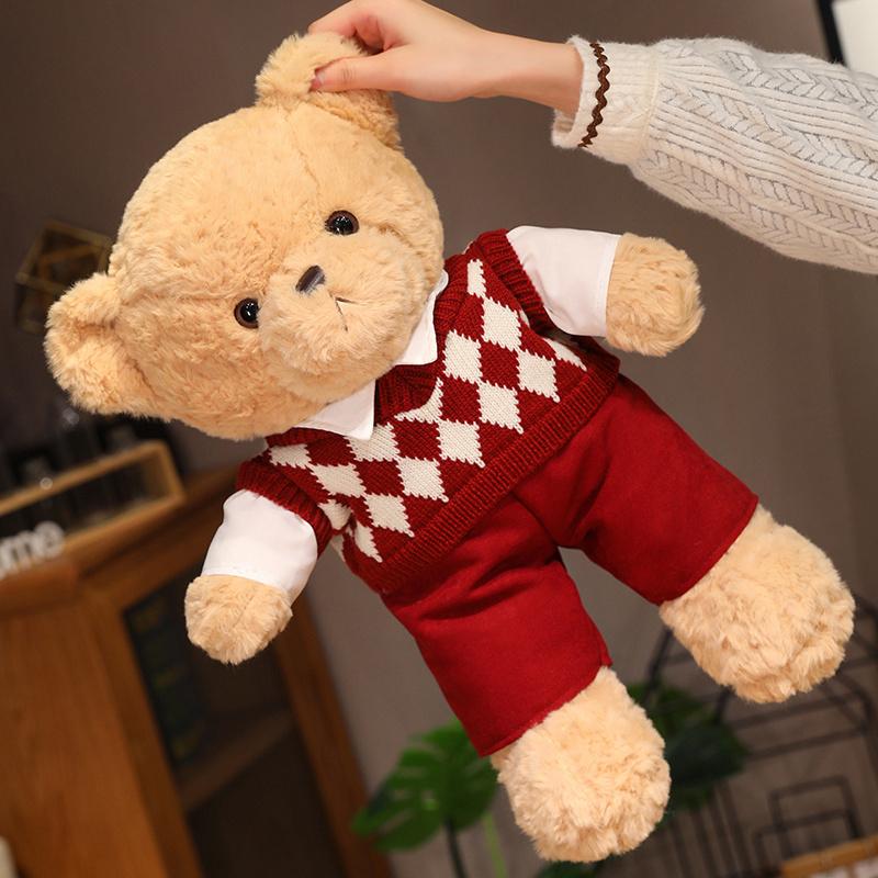 Teddybär Plüsch Niedlicher Flauschiger Paarbär Tragen Pullover Kuscheltier Bär Weiche Puppe Geburtstagsgeschenk Für Liebhaber Kinderspielzeug