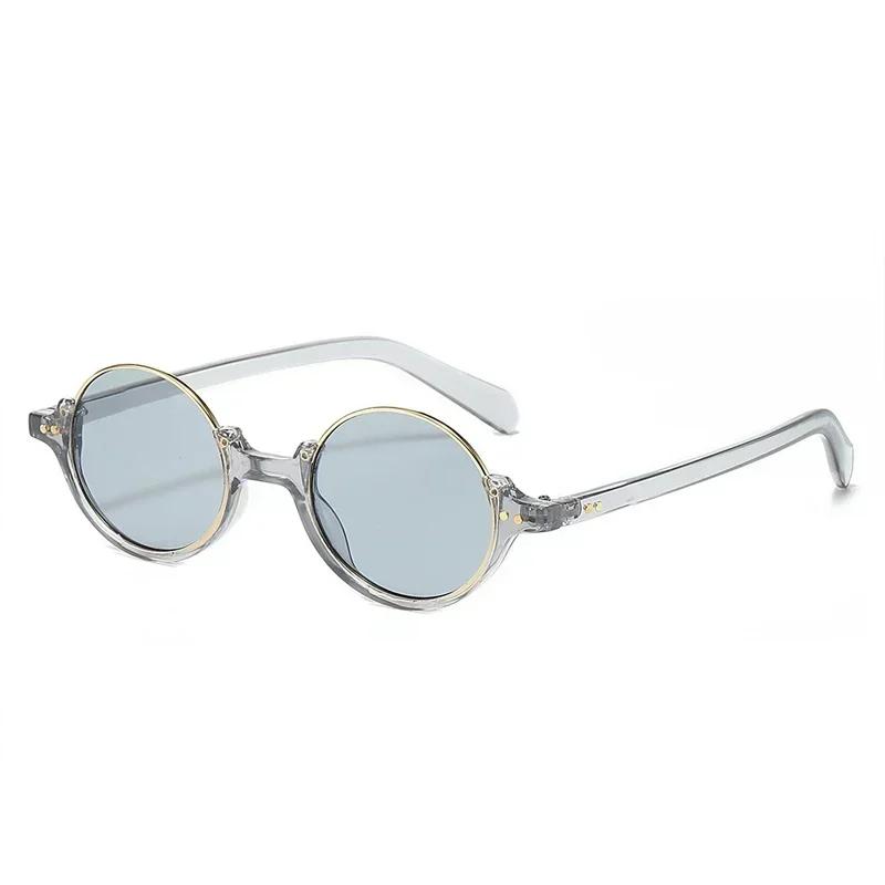  Vintage Rimless Round Sunglasses Women Fashion Leopard Tea Gradient Shades UV400 Men Trending Rivets Punk Sun Glasses