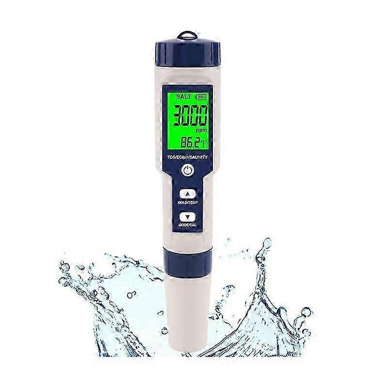 2026 NEW Pool Salt Tester, Digital Salinity Meter, High Accuracy 5 In 1 Salinity Tester for Salt Water,IP67