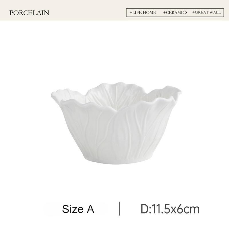 

Скандинавские Роскошные Керамические Обеденные Тарелки с Цветами Белые Креативные Рельефные Тарелки в Виде Капусты Посуда Фруктово-Овощная Салатница Большие Суповые Тарелки