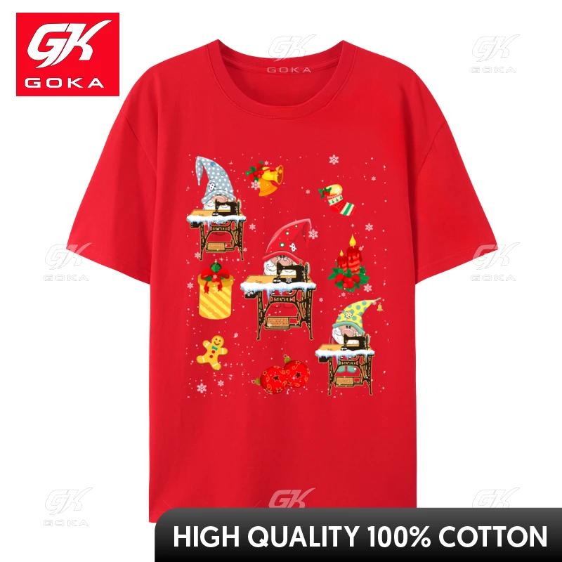 

Cute Sewing Gnomes Funny Christmas Gnomes Sewing Quilting Printed TShirts for Unisex Adult Premium Cotton Oversized Tops S