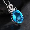 Women's Aquamarine Crystal Necklace Pendant in White Gold Tone, Blue Design Necklace, Perfect Gift for Women, Students, Birthdays (Luxurious Large