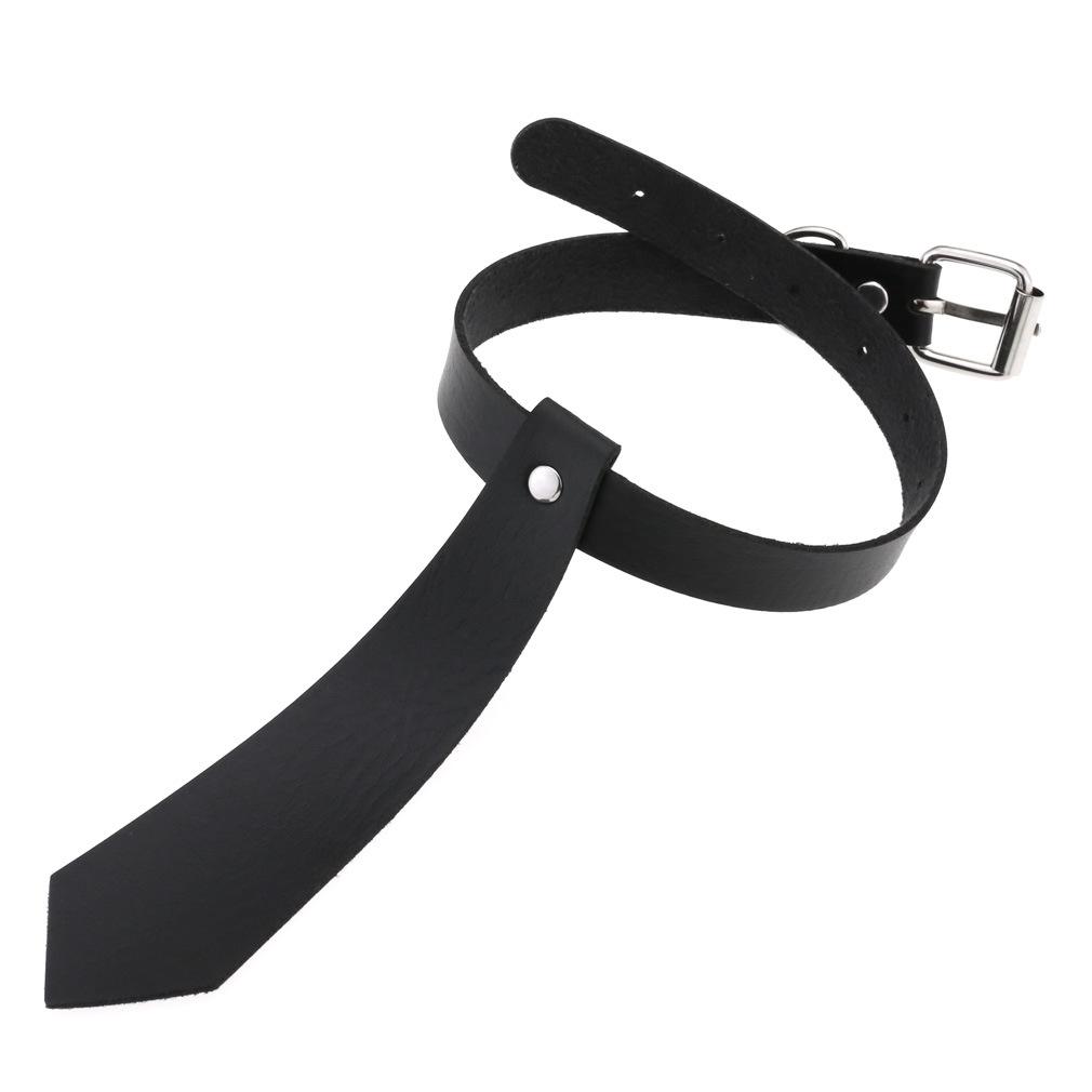 Fake Tie Integrated PU Leather Choker, Punk Tie Style Neckband Necklace