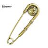 Bronze Safety Pin Vintage Pin, Large Feather Bird Leaf Flower Lapel Elegant Men Women Brooch for Coats, Jackets, Hats, Bags Durable Metal