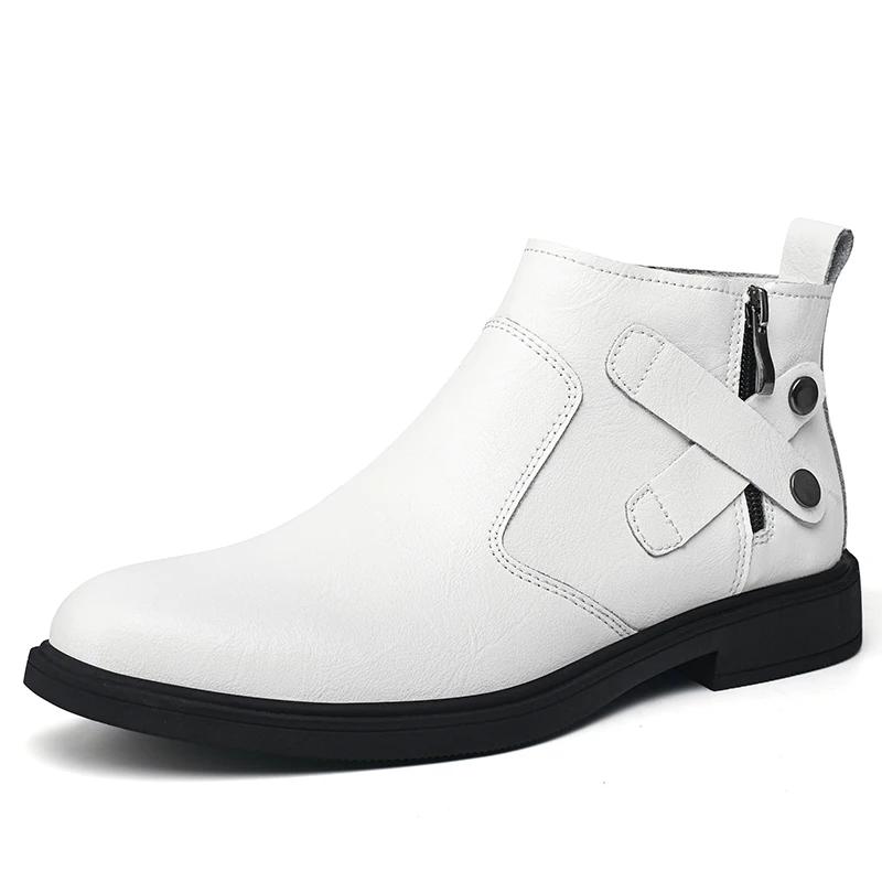

Модные мужские туфли из натуральной кожи, мужские ботинки, модные повседневные ботильоны, мужские туфли на платформе для мужчин, дизайнерская обувь класса люкс 47 белый
