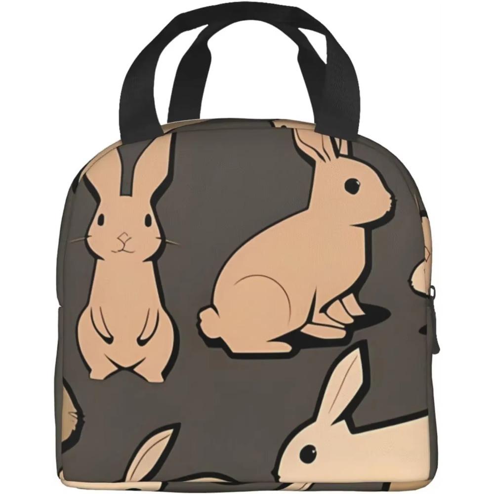 Desene animate la modă Chronst Un grup de iepuri Genți de prânz, Cutie de prânz reutilizabilă cu animale pentru femei bărbați Geantă de prânz pentru facultate muncă