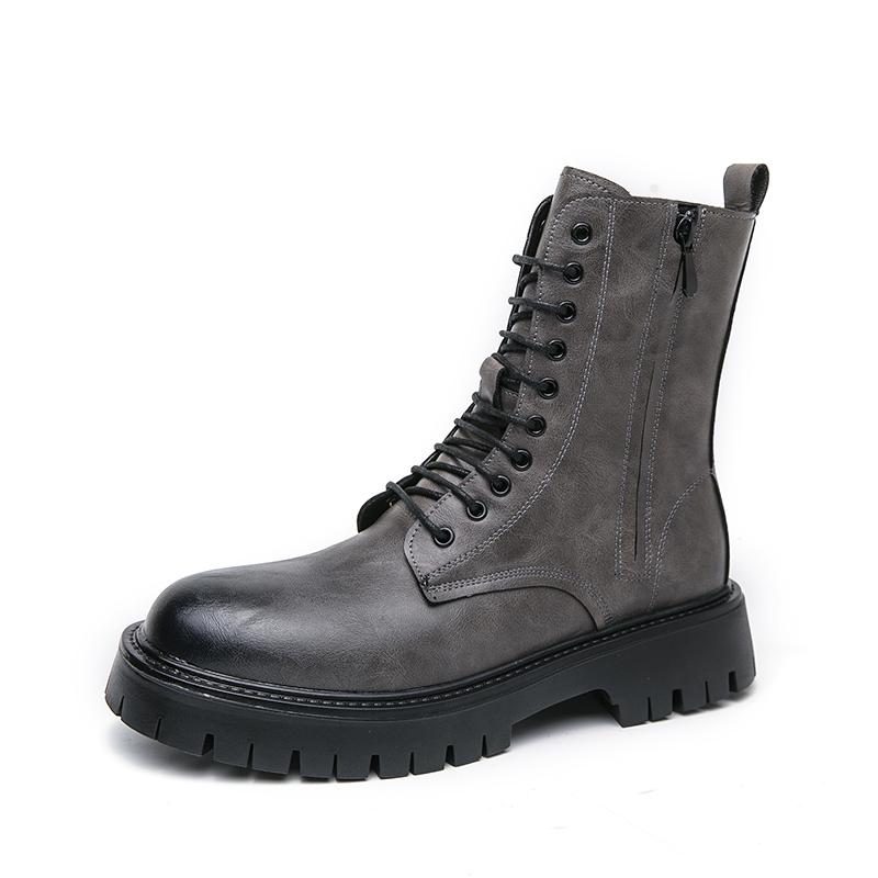 

Модные золотистые ботинки-саженцы, модная кожаная мужская повседневная обувь, удобные платформенные ботильоны для отдыха, высокие мужские ботинки 45 серый