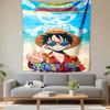 One Piece Monkey D Luffy On Beach with Straw Hat Sunglasses Wall Tapestry Summer Ocean Decor for Bedroom Dorm Gift
