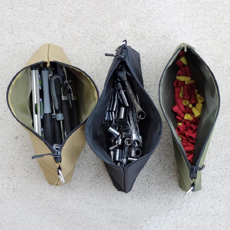 Heavy Duty Tool Pouch Zipper Bag with Carabiners Portable Tool Storage Pouch