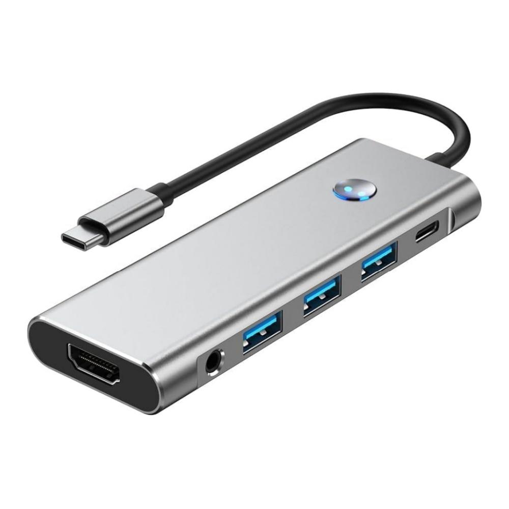 

One-Click Screen-off 9 in 1 USB C To 4K HDMI with 3 USB A Ports and SD TF Card Slots and USB-C PD Charge for MacBook Pro Etc сірий колір