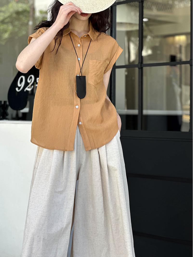 

Тенсел Летний Топ для Похудения 2025: Женская модная рубашка в корейском стиле Large оранжевый