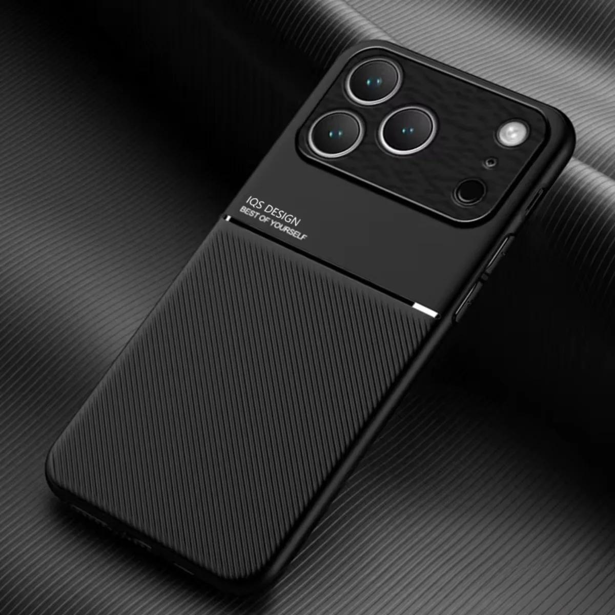 

Business PU Leather Phone Case with Metal Plate for Apple IPhone 17 Air 16 15 14 Plus 13 12 11 Pro Max Protective Cover iPhone 16 чёрный