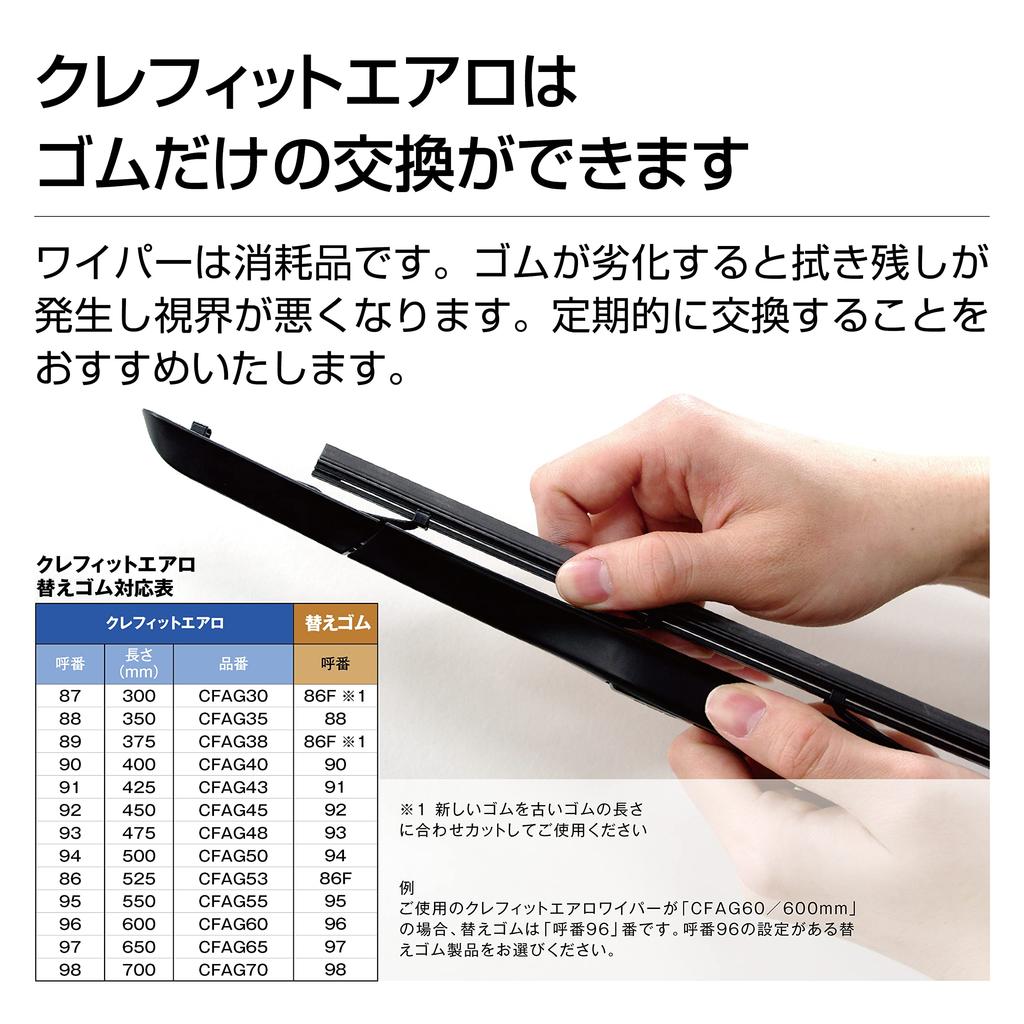 PIAA 650mm Wiper Blades (Crefit Aero) with Manufacturer-Quality Graphite Coated Rubber, Replaceable, 1 Blade, Part Number 97, CFAG65