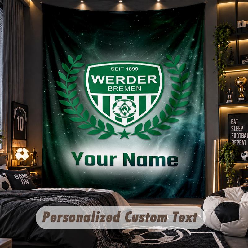 TapestryWerder Bremen FC Custom Name Text Personalized Wall Hanging Tapestry Home Wall Decor