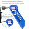 Portable Drill Bit Sharpener and Grinder  Hand Held Power Tool  for Twist Drill Bits – 1 Blue Sharpener 4 Replacement Heads 1 Wrench Blue