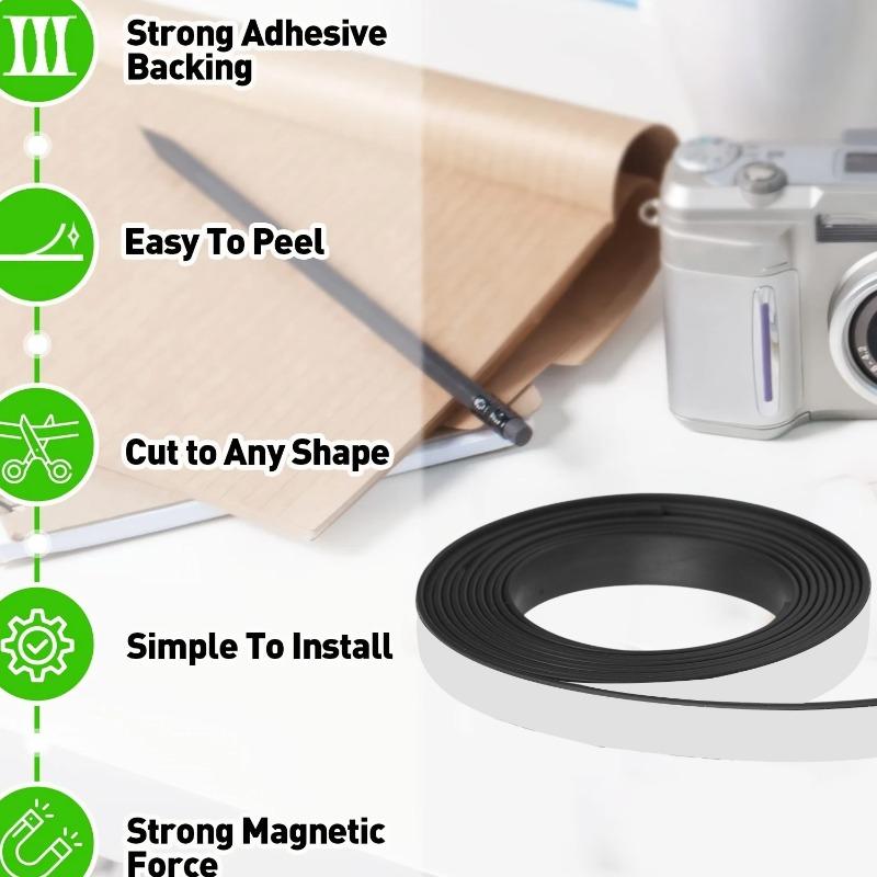 Self Adhesive Magnetic Tape Strong Magnetic Strips Flexible Tapes For Home Office DIY Photos Poster Fixed Rubber Magnets Crafts