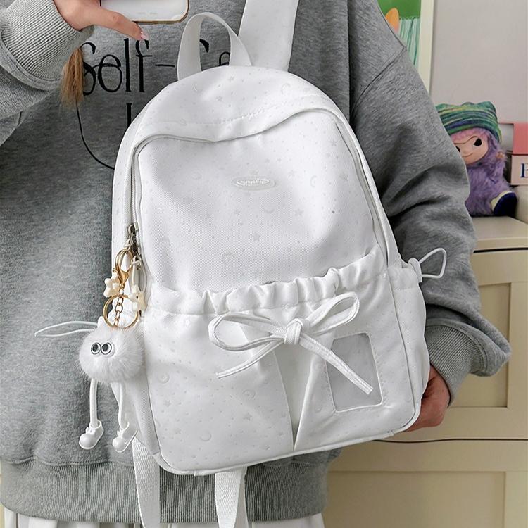 Cute Bowknot Backpack for Women Large Capacity Nylon School Backpack Kawaii Travel Daypack Casual College Bookbag