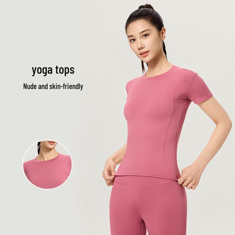 Damen Schnelltrocknendes Atmungsaktives Yoga-Set: Kurzarm-Top & Leggings