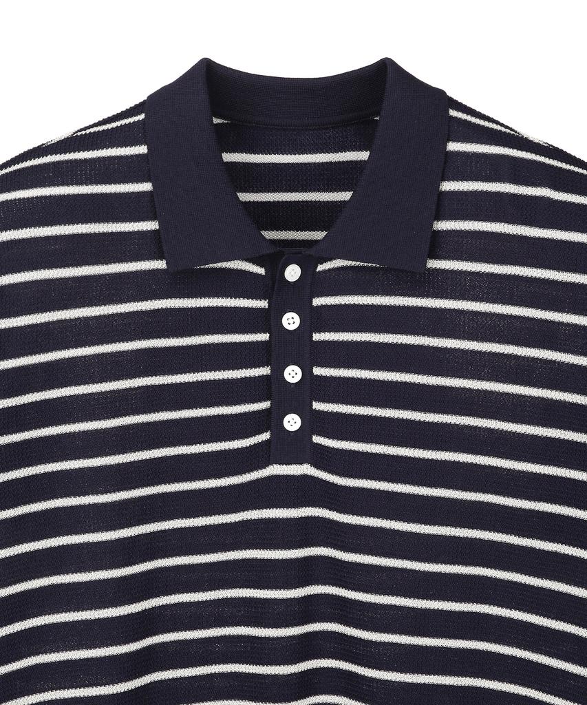 IL CORSO Saint Stripe Short Sleeve Knit Navy Iesw5E401N2