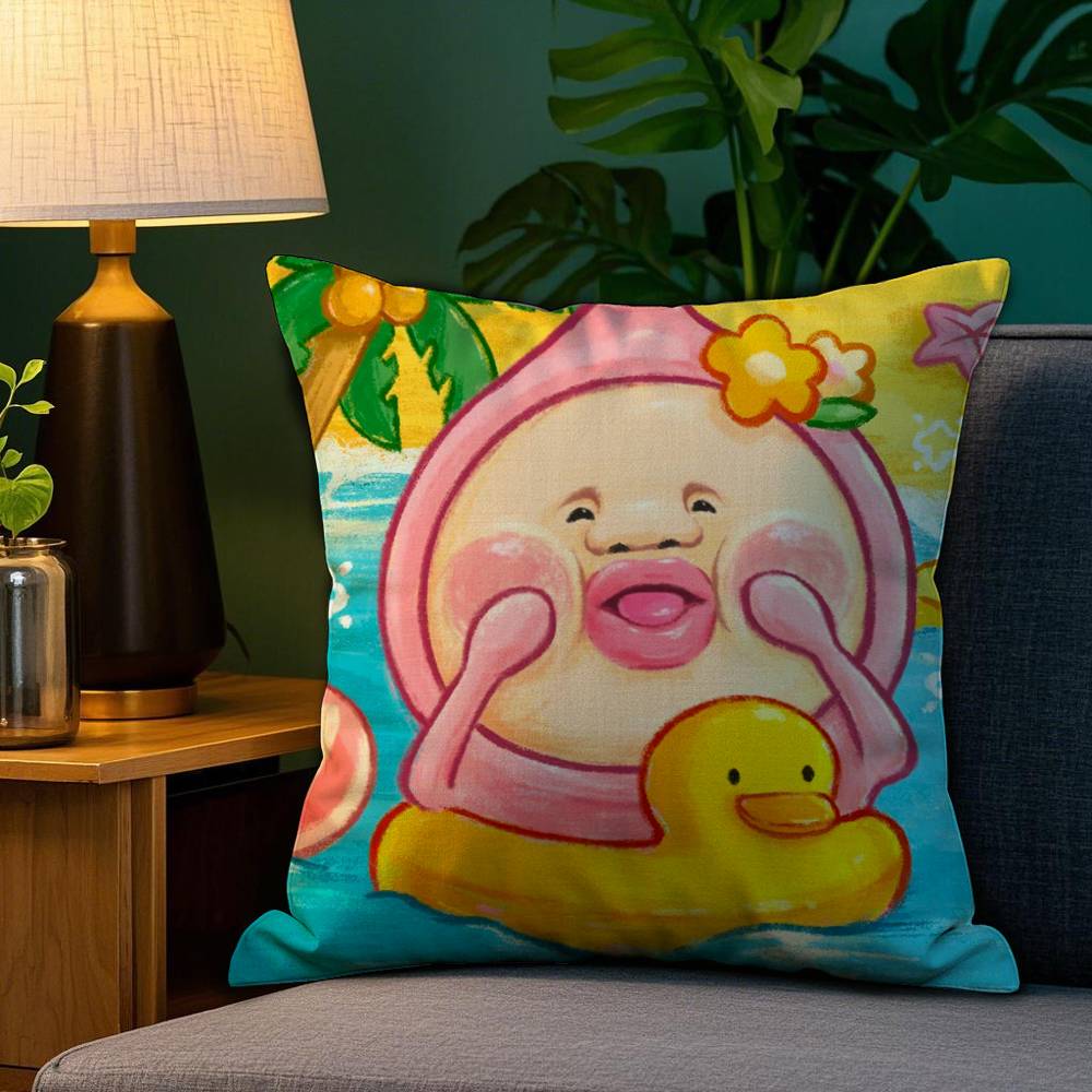 

K-Kobito Zukan Peach Pillow Case Sofa Living Room Bedroom Double-sided Printing Square Cushion Nap Time Cushion Cover 12x12Inch