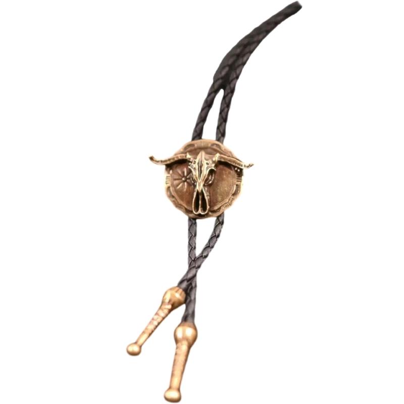 Moderno Cravattino Bolo Occidentale Gioiello per Collare Ciondolo Inciso Cordino Catena per Camicia da Uomo Outfit da Lavoro e Casual