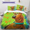 Pościel z wzorem Scooby-Doo Zestaw kołdry Dekoracja domu Prezent (1 * poszwa na kołdrę + 2 * poszewki na poduszki bez rdzenia)