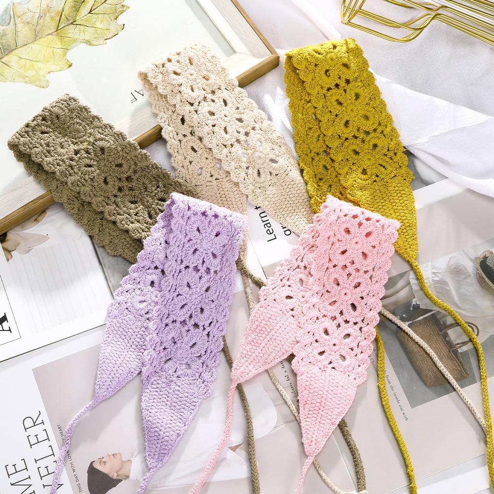 Nieuwe Haak Haarband Dames Sjaal Effen Kleur Breien Hoofdbanden Bandana's Brede Elastische Haarbanden Mode Accessoires