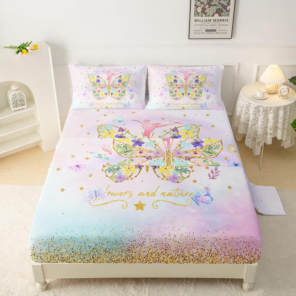 Cute cartoon little dinosaur pattern bed hat four-piece bedding set bedroom dormitory bedding decoration