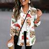 Women's Casual Loose Fit Christmas Print Button-Front Long Sleeve Cardigan Top