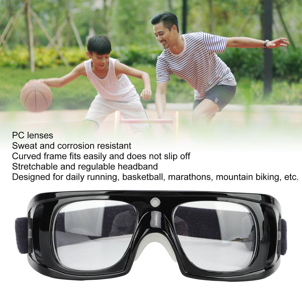 Sport Goggles Free Regulable Design Curved Fit Frame Impact Resistant PC Material Protective Basketball Glasses for Kids Black