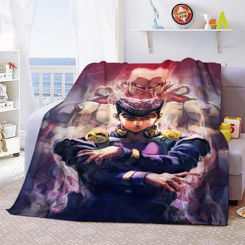 Summer Blankets Sofa Bedspread Couch Home Living Room Decor Anime JoJo Bizarre Adventure Print Flannel Throw Blanket Soft Warm