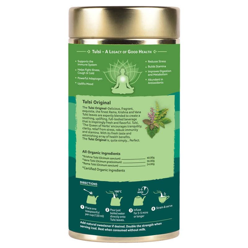 ORGANIC INDIA Tulsi Original Loose Leaf Herbal Tea 100 G Pack For Relaxing Daily Brewing And Natural Aromatic Experience