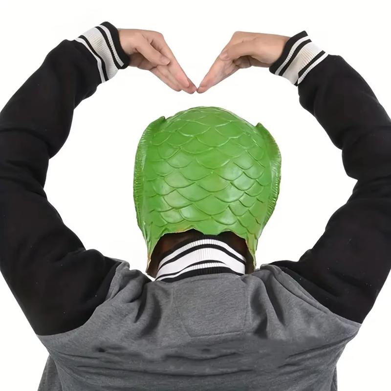 1 Stück, Grüne Fischmaske Lustige Latex Vollkopf Realistische Maske, Maskerade Halloween-Kostüm