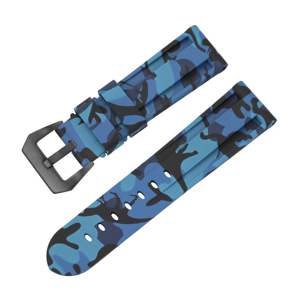 Universal Silicone Watch Band for Panerai - 20mm 22mm 24mm 26mm Soft Rubber Camouflage Sport Big Buckle Durable Strap for PAM Military Smart Watch