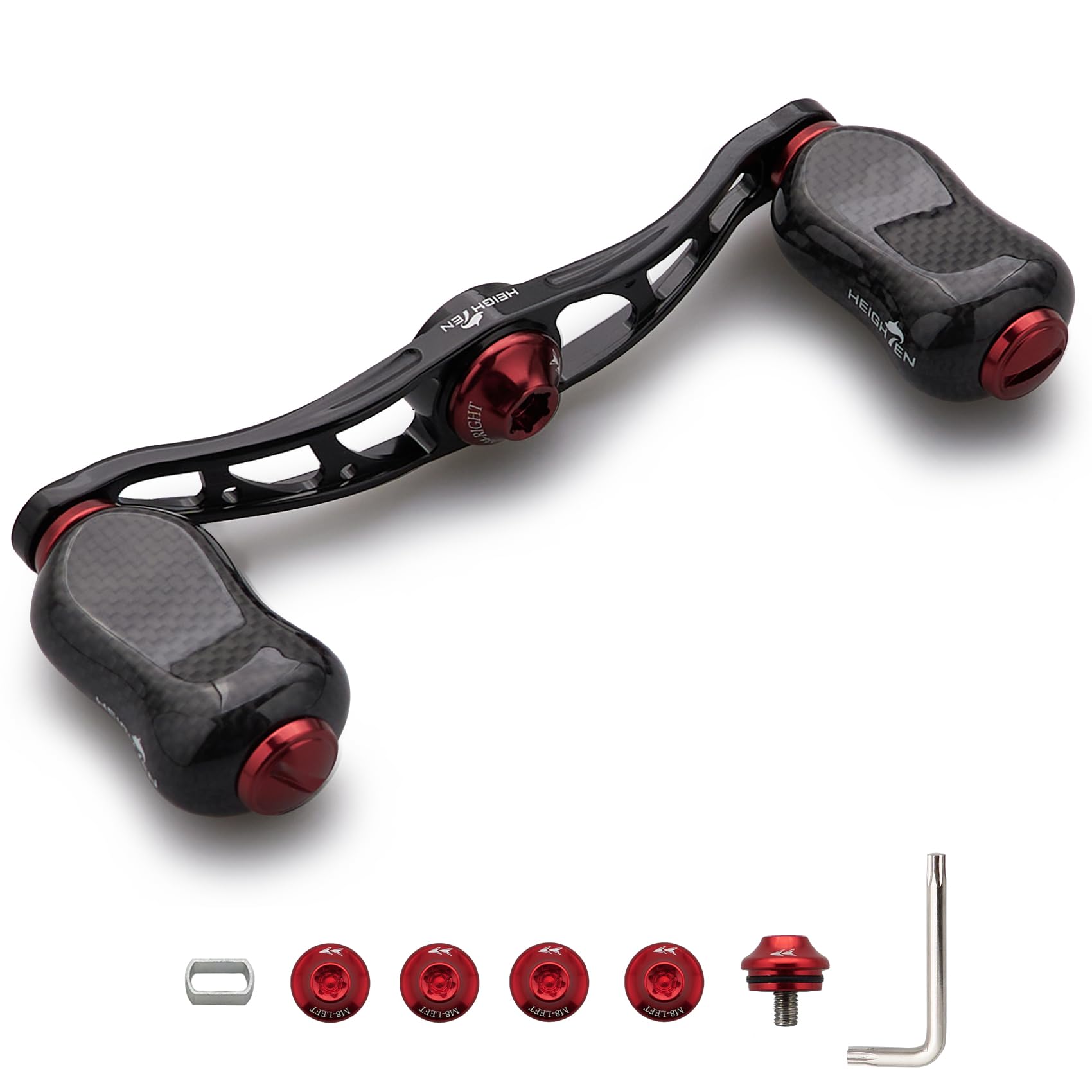 

HEIGHTEN 90mm Reel Handle with Carbon Knob for Abu Universal Baitcasting Reels Arch Gourd Series Handle 21mm Knob Wine 20mm/21mm Shimano, Daiwa, (90mm