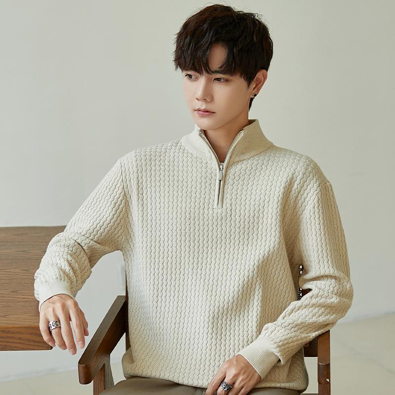 

Осень и зима Новый внутренний свитер однотонный высококачественный полуводолазный свитер свободный трендовый мужской вязаный свитер 4XL темно-коричневого