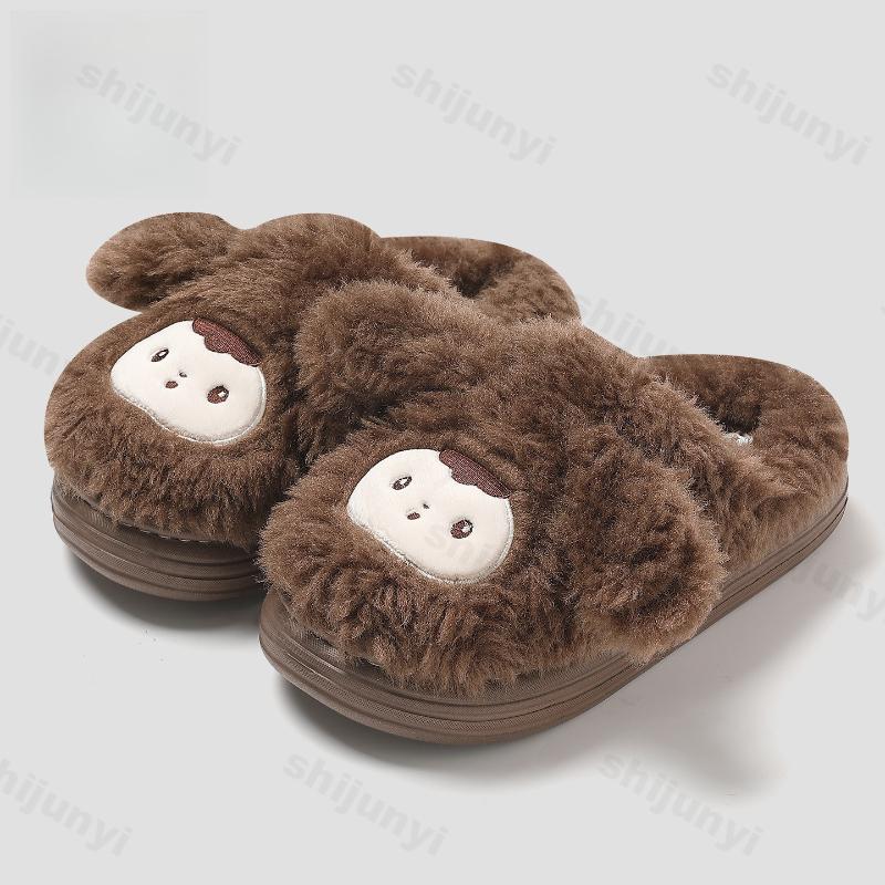 Couple Cotton Slippers 2025 Autumn Winter New Cute Women's Non Slip Indoor Home Shoes Lightweight Comfort Warm Men's Plush Shoes