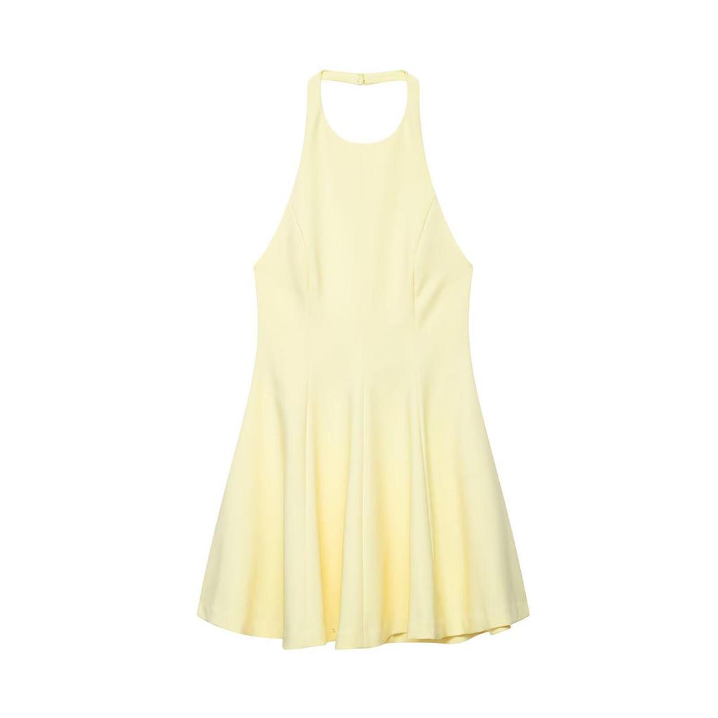 2025 Summer Women's Fashion Slim Fit Halter Dress with Wave Hem