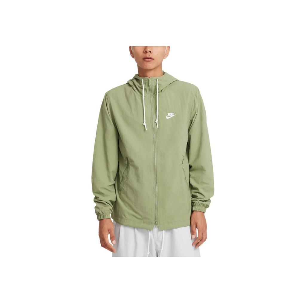 Nike Club Woven Zip Comfort Breathable Running Jacket Men Jackets Oil-Green White FB7398-386